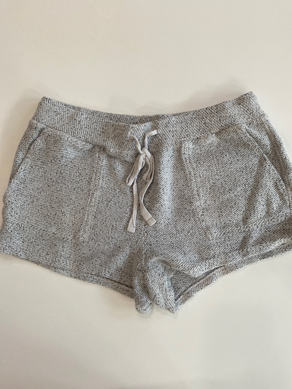 Lou & Grey Terry shorts pockets tie waist XS white gray black